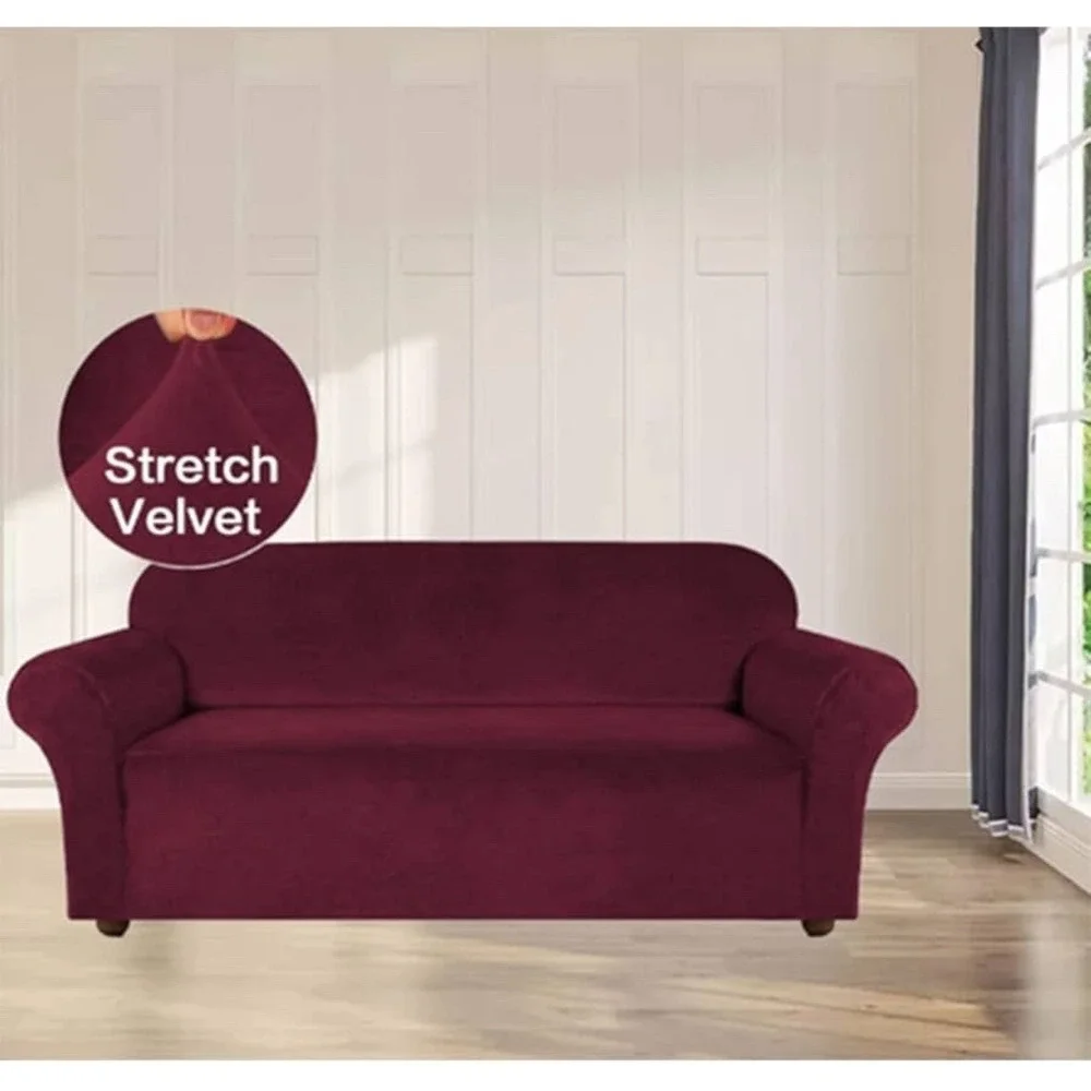 Velvet Stretch Loveseat Cover Couch for 2 Cushion Couch (57